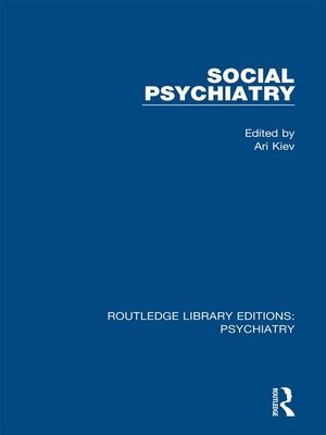 cover image of Social Psychiatry